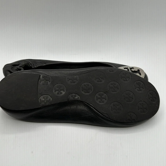 Tory Burch Reva Ballet Flats Leather Black Silver size 7 - Picture 4 of 7